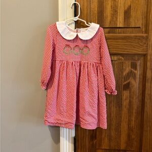 Stitchy Fish Red Gingham Dress with Peter Pan Collar (Size: 4T)
